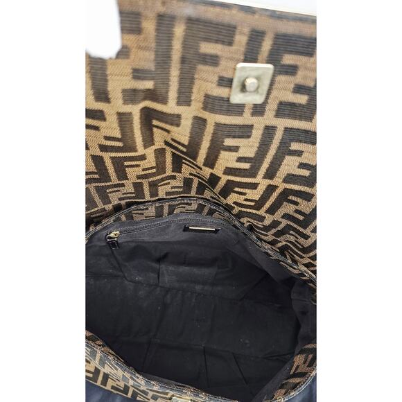 Fendi Tobacco Zucca Print Canvas Mia Flap Shoulder Bag - Picture 7 of 16